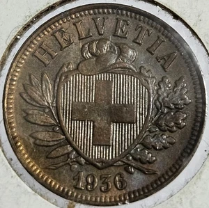MONEDA DE BRONCE DE 2 RAPPEN SUIZA 1936-B EXTREMADAMENTE FINA - ¡ENVÍO GRATUITO! - Imagen 1 de 2