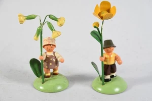 Q46N28- 2x Erzgebirge Holz Figur Blumenkind - Bild 1 von 12