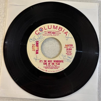 RARE Christmas 45 Andy Williams It's The Most Wonderful time of the year 7" 1968 Foto 1 de 2