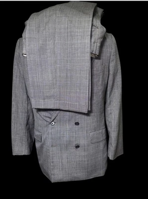 Traje De Colección Hickey Freeman Para Hombre 42R 32x30 Gris Cuadros Doble Pecho Foto 1 de 4