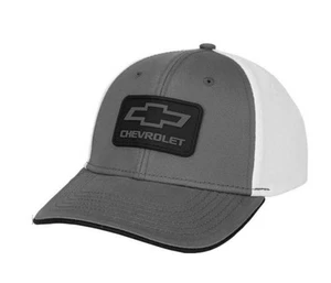 Hat - Chevrolet Chevy Rubber Patch Logo Grey & White Mesh Back Cap 207 - Picture 1 of 5