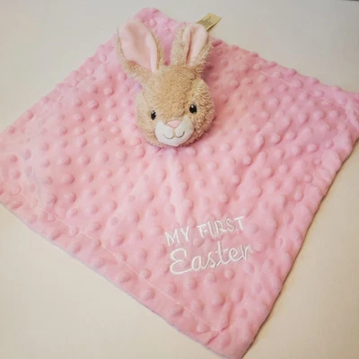 My First Easter Pink Bunny Rabbit Rattle Lovey Plush Toy Minky Dot Dan Dee - Image 1 of 4