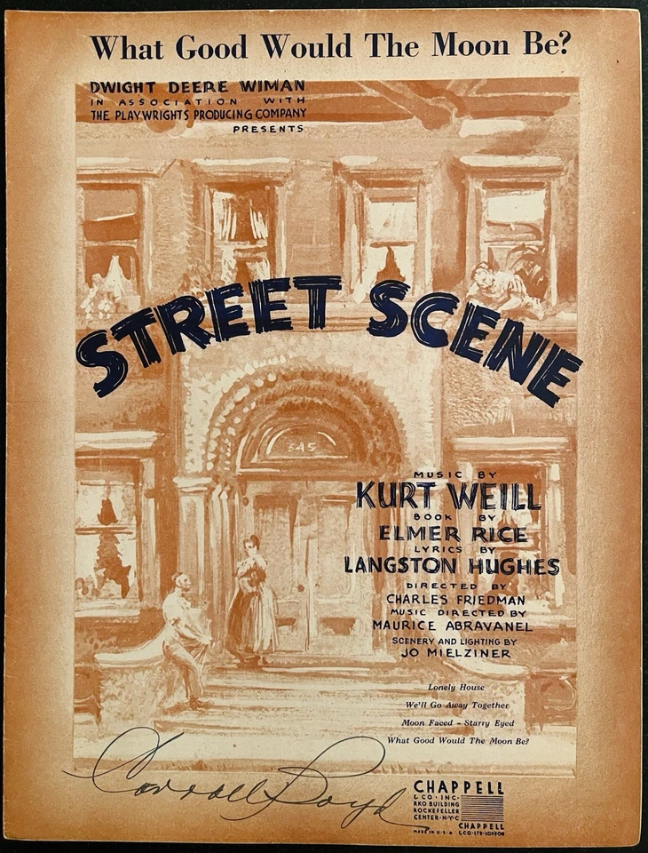 Poeta NEGRO LANGSTON HUGHES partituras ESCENA CALLEJERA What Good Would the Moon Be Foto 1 de 1