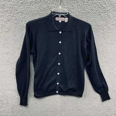 Cárdigan Suéter Mujer Mezcla Seda Metálico L Negro Abotonado Minimalista Oficina Foto 1 de 4