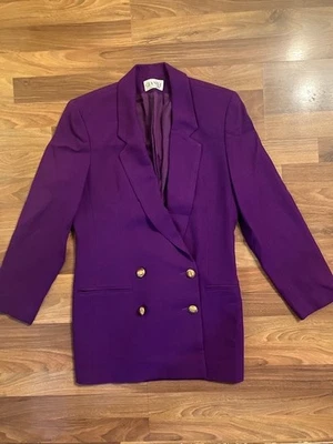 Blazer vintage para mujer GIANNI Sport púrpura doble pecho talla 6 lana Foto 1 de 4
