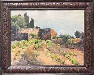 Tableau Aquarelle d'Alfred Bergier 1881-1971 - "Le Mas" 61 x 50 cm - Picture 1 of 3
