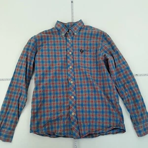 Camisa FRED PERRY mediana azul para hombre a cuadros botones manga larga algo... - Imagen 1 de 10