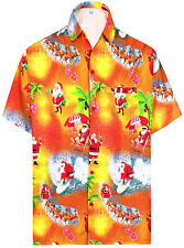 HAPPY BAY Mens Hawaiian Short Sleeve Button Down Shirts XL Santa Reindeer,Orange