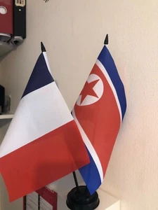 FRANCE AND NORTH KOREA TABLE FLAG TWIN SET 9X6" 22.5cm x 15cm - Picture 1 of 1