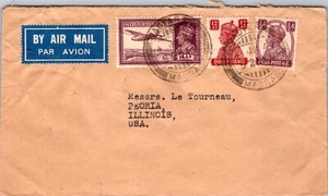 INDIA 1947 BRITISH POSTAL HISTORY AIRMAIL COVER ADDR USA CANC MADRAS - Picture 1 of 2