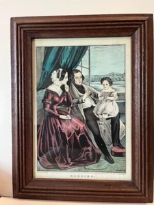 EARLY Old Antique 1845 N. CURRIER - "MARRIED" - 1845 Framed Lithograph 342! - Picture 1 of 12