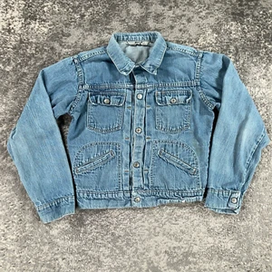 Vintage Towncraft Denim Jacket Boys Medium M Blue Snap Button JC Penney 80s Punk - Picture 1 of 14
