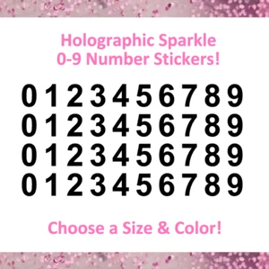 ¡Pegatinas de números holográficas brillantes 0-9! - 1/2" a 1,5 pulgadas - Arial Bold Font - Imagen 1 de 6