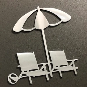 Beach Chairs Metal Wall Art Skilwerx 10x9 Nautical - Picture 1 of 2