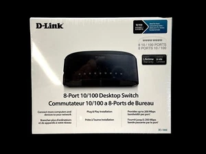 D-Link 8 Port 10/100 Fast Ethernet Switch New Sealed - DES-1008E Up to 200Mbps - Picture 1 of 4