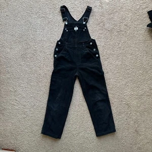 Calvin Klein Bib Overalls Girls Medium Black Corduroy Straight Leg Carpenter - Picture 1 of 11