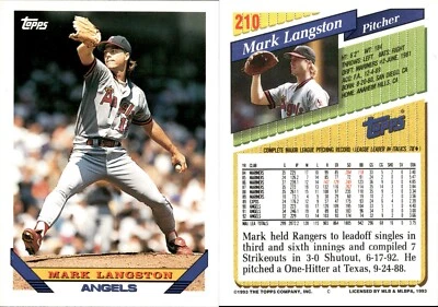 Mark Langston Lot of 21 baseball Cards Anaheim Angels  MLB-596 - Image 1 of 4