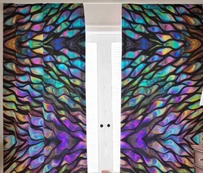 Cortinas opacas de escamas de peces de lona psicodélico, cortinas de panel oscurecidas Foto 1 de 3