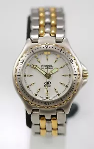 Montre pour homme bleu fossil acier inoxydable argent or 50 m batterie quartz blanc - Photo 1 sur 6