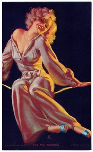 SHY AND RETIRING Earl Moran CHEESECAKE PIN-UP Mutoscope Card RARE (1940's)