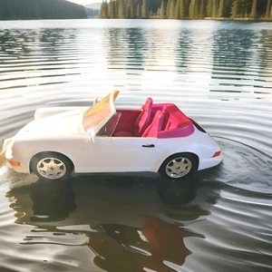 Vintage Mattel Barbie weiß Porsche 911 Carrera Auto 21" Cabrio  - Bild 1 von 18