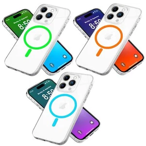 Custodia MagPower trasparente per iPhone 16 Pro Max, anello magnetico al neon cover custodia cellulare - Foto 1 di 15