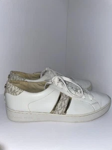 Michael Kors White Leather Irving Stripe Sneakers Size 10M - Picture 1 of 10