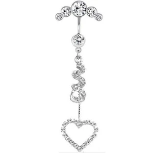Belly Bars Button Piercing Bar Dangle Navel Body Jewellery Gem Ring Silver Gift - Picture 1 of 8
