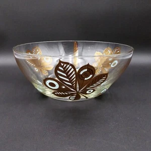 Vintage Georges Briard Butterflies Glass Bowl Large Gold Teal Blue - Picture 1 of 15