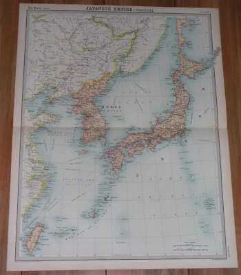 1922 MAP OF JAPAN JAPANESE EMPIRE KOREA TAIWAN SAKHALIN RUSSIA VLADIVOSTOK  - Image 1 of 4