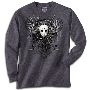 Hockey Wings T-Shirt Jersey Long Sleeve or Short Sleeve New Youth or Adult Sizes - Picture 1 of 2