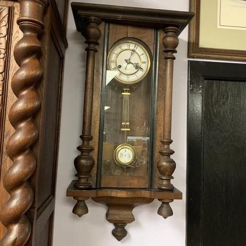 ATQ 1910 Vienna RA Hand Made German 30" Regulator Wall Chime Clock - Walnut Wood Cover