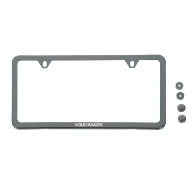 VW Volkswagen Black Slim License Plate Frame WITH "VOLKSWAGEN" Lettering OEM NEW - Image 1 of 4