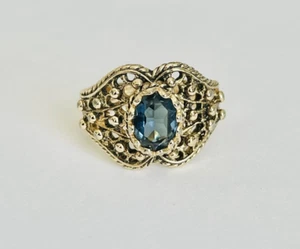14K GE Joseph Esposito (ESPO) Ring w/ 1ct Genuine Dark Blue Sapphire Sz 6.5 - Picture 1 of 12
