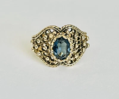 14K GE Joseph Esposito (ESPO) Ring w/ 1ct Genuine Dark Blue Sapphire Sz 6.5 - Image 1 of 4