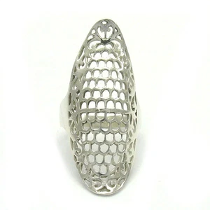Long Stylish Sterling Silver Ring Hallmarked Solid 925 Handmade Nickel Free - Picture 1 of 4