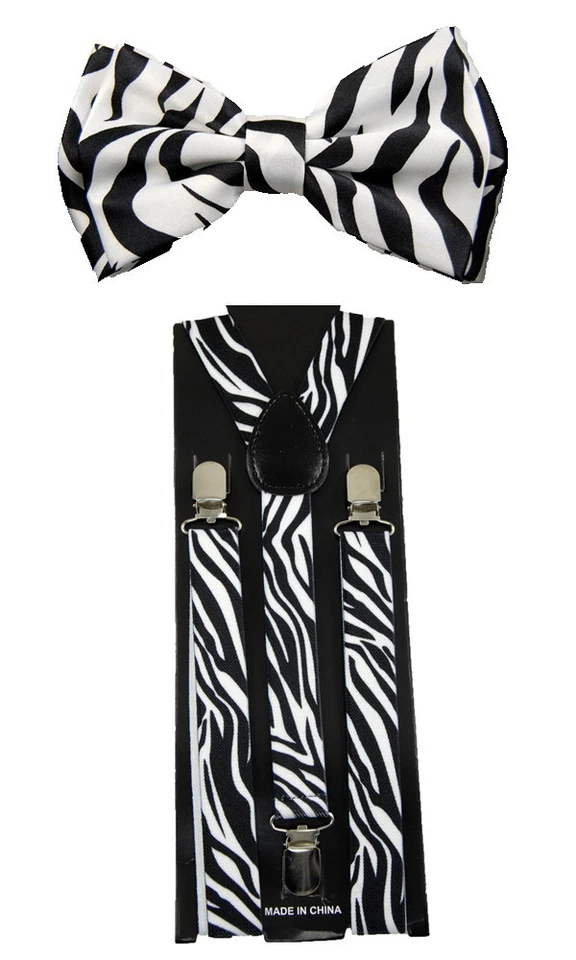 Conjunto de pajarita y tirantes unisex de vestido de esmoquin de fiesta de boda "impresión animal"  Foto 1 de 1