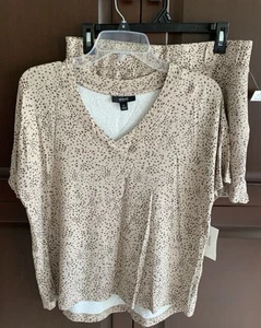 Alfani Women’s Two Piece Short Sleeve Top & Shorts PJ Set Size M NWT Spots - Picture 1 of 7