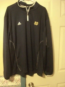 MAGLIONE VINTAGE UNIVERSITY OF NOTRE DAME "ND" MANICA LUNGA 1/4 ZIP BLU (TAGLIA-XXL) - Foto 1 di 6