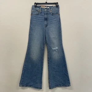 Pantalones de mezclilla acampanados Levi's Super High Rise Ribcage Bell para mujer 27 x 32 nuevos con etiquetas - Imagen 1 de 10