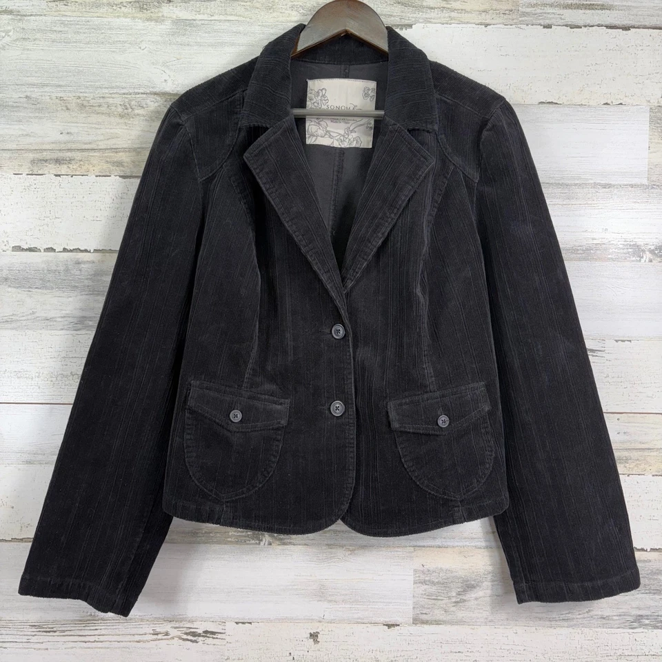 Chaqueta Blazer SONOMA Life Style Negra Pana Para Mujer XL Botón Bolsillos Frontales Foto 1 de 4