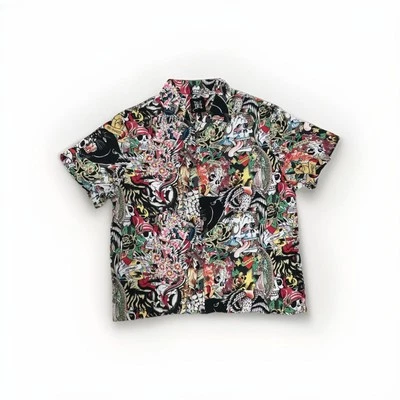 Camisa de campamento Ed Hardy para hombre talla XL tatuaje collage ligera - multicolor NUEVA Foto 1 de 4