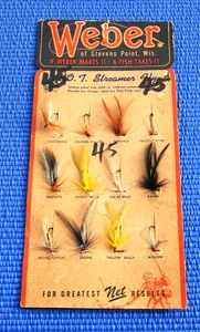 Antique Store display Fly Fishing Flies NOS WEBER Stevens Point Wi Streamer Fly - Picture 1 of 6