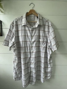 Camicia TASSO ELBA Island a quadri manica corta in lino con bottoni taglia XXL bianca - Foto 1 di 11