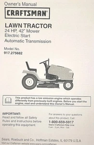 Sears Craftsman 24 h.p 42” DYT4000 Lawn Tractor 917.275682 Owner & Parts Manual - Picture 1 of 3