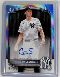 2025 Bowman Chrome Cam Schlittler 1st Auto #188/499 Refractor Autograph CPA-CSC - Bild 1 von 2