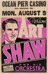 Póster de concierto enmarcado Art Shaw 1937 Old Orchard Beach, Maine - Imagen 1 de 2