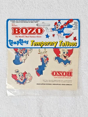Tatuajes temporales vintage 1994 Bozo el payaso Larry Harmoms Picture Corp Foto 1 de 4