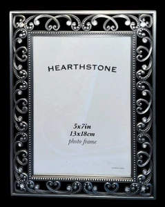 Hearthstone Swirl Metal Picture Frame with Crystal Rhinestone Accent 5 x 7 Photo - Picture 1 of 4