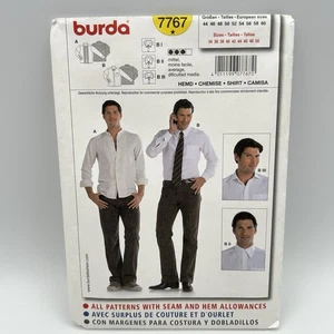 BURDA 7767 MEN'S SHIRT WITH VARIATIONS SEWING PATTERN, Sz 34-50, UCFF - Picture 1 of 8